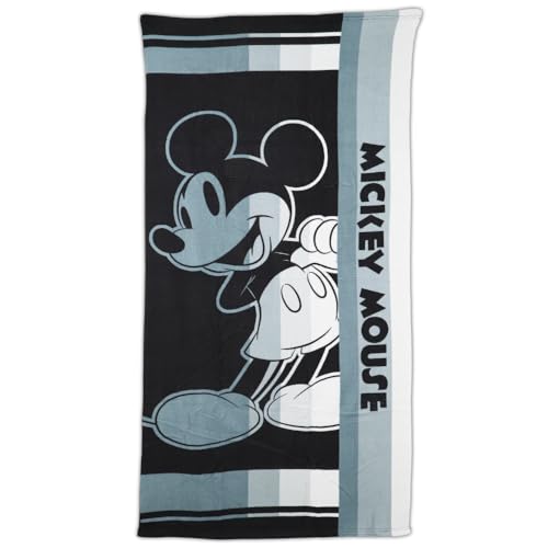 Aymax Disney Mickey Mouse Strandtuch 70x140 cm – Mikrofaser Badetuch in Schwarz-Grau – Kinder Handtuch – schnelltrocknend & weich von Aymax