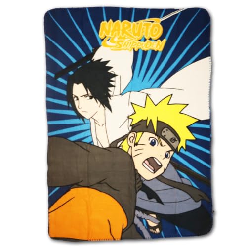 Naruto Shippuden Kuscheldecke – Flauschige Mikrofaser-Decke 100x140 cm – Offizielles Lizenzprodukt – Mit Naruto & Sasuke in Action – Ideal für Sofa, Bett & Anime-Fans von Aymax