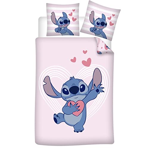 Wende Bettwäsche-Set Disney Stitch 100% Baumwolle, Bettbezug 135 x 200 cm, Kissenbezug 80 x 80 cm von Aymax