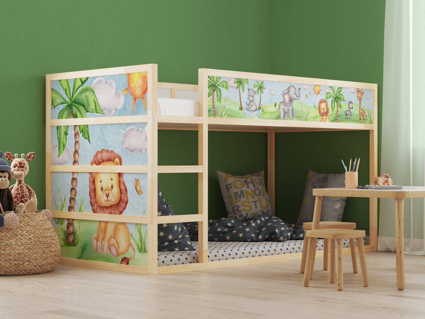 AYMINOO Wandsticker Wandsticker Bettaufkleber für IKEA Kura Safari Löwe Aufkleber KB3033 (5 St) von AYMINOO