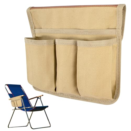 AYMQC Armlehne Organizer Tasche Outdoor Camping Kermit Stuhl Armlehnen-Hängetasche Faltbare Hängende Aufbewahrungstasche mit 1 Großen Tasche 3 Kleinen Taschen Khaki von AYMQC