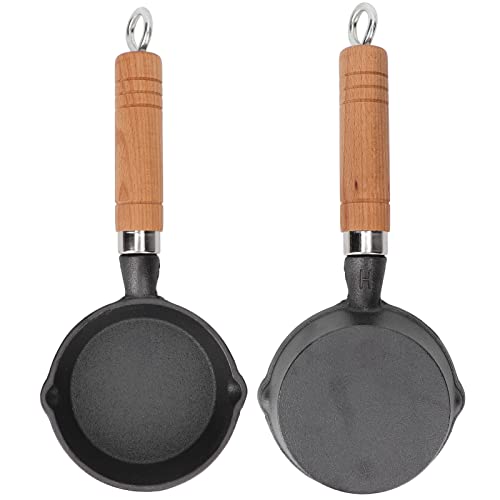 10CM Holzgriff Gusseisen Pfanne Gusseisen Pfanne Mini Omelette Pfanne, für Omelettes, Knödel und Pfannkuchen in Einer kleinen Pfanne! von AYNEFY