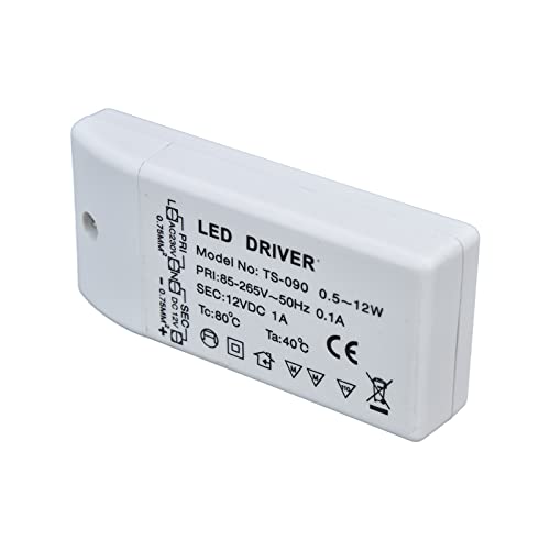 AYNEFY 12W LED -Treibertransformator 12V DC 1A Netzteil für LED -Streifen Schrankleuchten mit Überstrom Kurzschlussschutz Flammhemmungsmittel Abs von AYNEFY