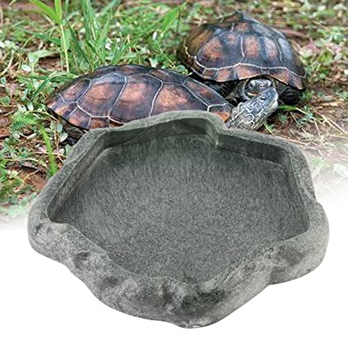 AYNEFY Eidechsen-Futternapf Futternapf aus ABS-Harz für Haustiere Reptilienfelsen Futter- und Wassernapf Futternapf für Schildkröten-Eidechsen(S-Smaragdschwarz) von AYNEFY