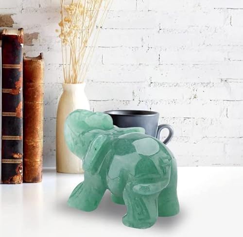 Jade-Elefant, 5,1 Cm Natürliche Jade-Elefanten-Dekoration, Handgeschnitzte Elefantenfigur, Viel Glück, Jade-Elefanten-Dekoration für Heimbüro-Einrichtungsartikel(Grün) von AYNEFY