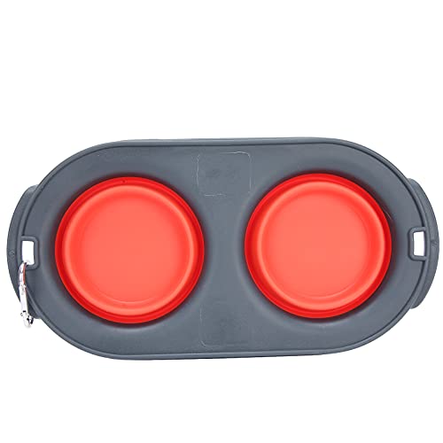 AYNEFY PET Erhöhte Feeder, Erhöhte Silikonschüssel -Anti -Spill Design mit Faltbaren Dualfächern für Hunde und Katzen, Ideal für Reisen und Outdoor Aktivitäten (Rot) von AYNEFY