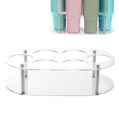AYNEFY Wasserflaschen-Organizer, 6 Slot Acryl Becherhalter Regal für Stabile Aufbewahrung, Küchenarbeitsplatte Büro Schreibtisch, Klarer Flaschenanzeigeständer (Transparent) von AYNEFY