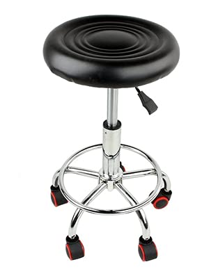 Arbeitshocker,Rollhocker Friseur Hocker Barhocker Hocker mit Rollen Höhenverstellbarer Friseur Hocker Salon-Drehstuhl Tattoo Massage Spa Chair, 40x(45-55) cm - Schwarz von AYNEFY