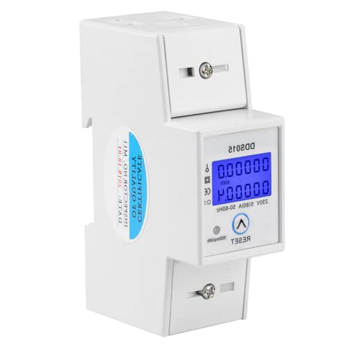 Digitaler Einphasen-Energiezähler, 5-80 A AC 230 V Energiezähler Wattzähler 35 Mm DIN-Schienenmontage mit Klarem LCD-Display mit Hintergrundbeleuchtung von AYNEFY