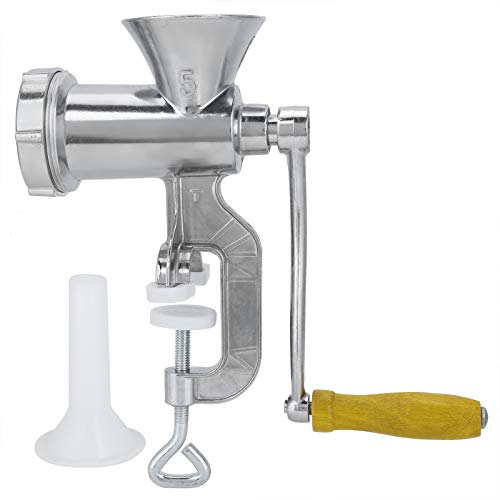 Manuelle Mühle Fleischwolf Sausage Stuffer Aluminiumlegierung Manuelle Wurst Fleischwolf Pfeffer Gewürzmühle von Schweinefleisch, Rindfleisch, Huhn, Paprika und Wurstherstellung, 13x22cm von AYNEFY