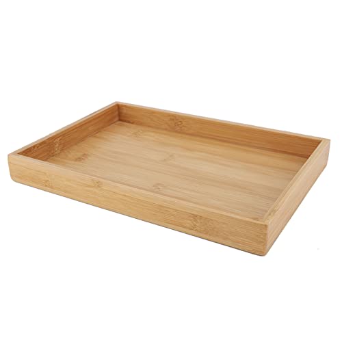 Rechteckiges Serviertablett Bambustabletts Dinner-Serviertablett, Snacktablett für Speisen, Tee, Kaffee, Getränke und Mehr 28x19.5x3 cm von AYNEFY