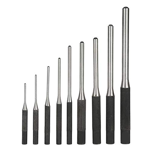 Roll Pin Punch Set, 9PCS Langlebiger Stahl Roll Pin Punch Set Mechanics Professional Tool Kit mit Tragetasche, Markierungslochwerkzeug Zum Brechen oder Bohren von Wänden, Beton, Stein von AYNEFY