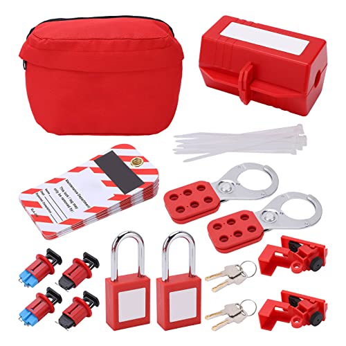 Schutzschalter Lockout Tagout Schloss Elektrische Chemikalien Tagout Sicherheitsvorhängeschloss Kit für wichtige Objekte Sicherheitskarabiner Set mit Tags von AYNEFY