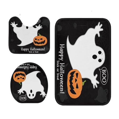 AYOrpeg 3 Stück Halloween Fußmatte Lustige Fußmatte Teppich für Halloween-Dekoration Badezimmerteppiche rutschfeste saugfähige Badematte (C, One Size) von AYOrpeg