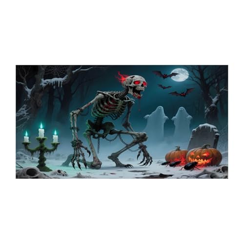 AYOrpeg Halloween Deko Outdoor Große Halloween Garage Dekorationen Gruselige Banner Dekorationen für Party Hintergrundbanner (B, 480 * 210cm) von AYOrpeg