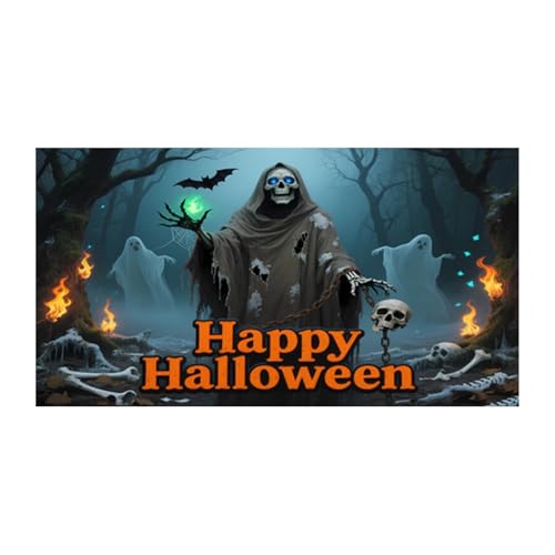 AYOrpeg Halloween Deko Outdoor Große Halloween Garage Dekorationen Gruselige Banner Dekorationen für Party Hintergrundbanner (C, 200 * 150cm) von AYOrpeg