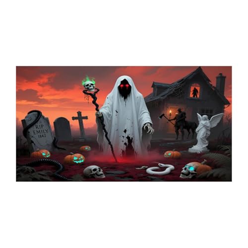 AYOrpeg Halloween Deko Outdoor Große Halloween Garage Dekorationen Gruselige Banner Dekorationen für Party Hintergrundbanner (G, 480 * 210cm) von AYOrpeg