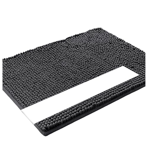 Fußmatte für den Innenbereich strapazierfähige rutschfeste waschbare Fußmatte Aussenbereich Eingangsteppich absorbierend Türmatte (Grey, 50 * 80cm) von AYOrpeg