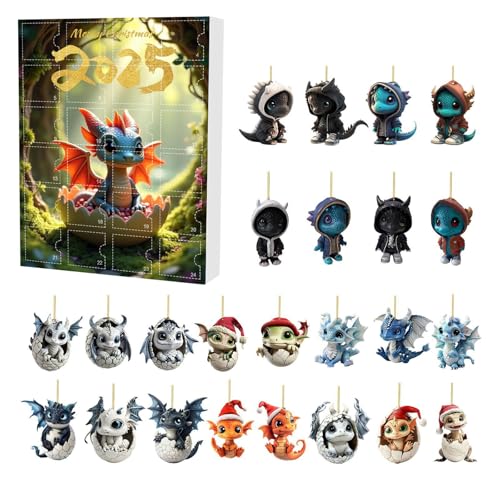 Halloween Adventskalender Einzigartiger Adventskalender mit 24 Hängende Dekoration Drachen Halloween Countdown Kalender Geschenke (One Size) von AYOrpeg