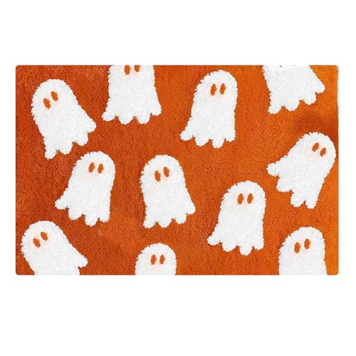 Halloween Bodenmatte Lustige Bodenmatte weich saugfähig Stereoskopischer Teppich rutschfest waschbar Halloween Badezimmerdekor Teppich (D, One Size) von AYOrpeg