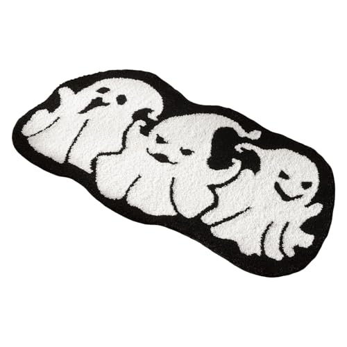 Halloween Deko Fußmatte Halloween Geist Fußmatte Gruselig Badematten rutschfeste Bodenmatte Schlafzimmer Teppich (B, One Size) von AYOrpeg