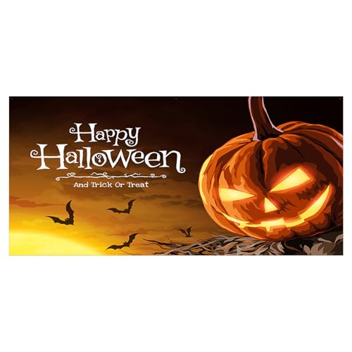 Halloween Garage Door Banner hängende Halloween Themen Hintergrundbanner Garagentordekorationen Garagentor Wandbild（C,210 * 480cm) von AYOrpeg