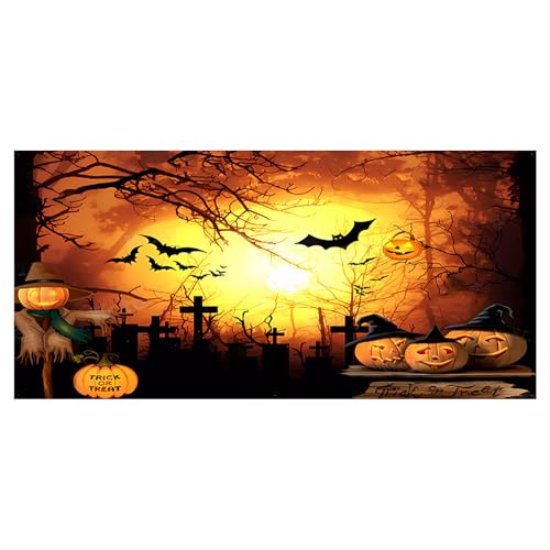 Halloween Garage Door Banner hängende Halloween Themen Hintergrundbanner Garagentordekorationen Garagentor Wandbild（H,150 * 200cm) von AYOrpeg