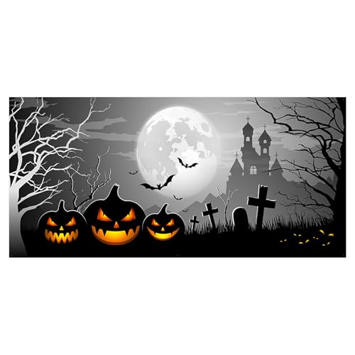 Halloween Garage Door Banner hängende Halloween Themen Hintergrundbanner Garagentordekorationen Garagentor Wandbild（J,210 * 240cm) von AYOrpeg
