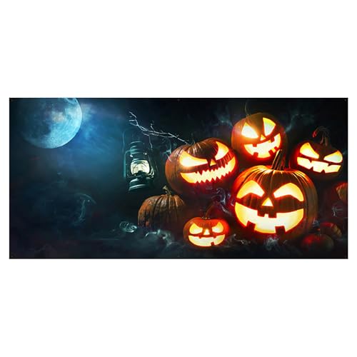 Halloween Garage Door Banner hängende Halloween Themen Hintergrundbanner Garagentordekorationen Garagentor Wandbild（K,210 * 480cm) von AYOrpeg