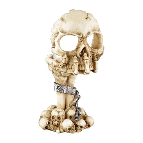Halloween Skeletthand Kerzenständer Deko Gothic Kerzenleuchter Schädel Kerzenhalter Kunstharz Totenschädel Teelichthalter Für Tisch Heimdekoration（Weiß,Einheitsgröße von AYOrpeg