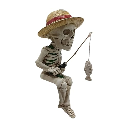 Miniteich Deko Angeln Figur Harz Teichdeko Angler für Draußen Garten Landschaft Teichfiguren Miniteich Halloween Deko（B-A,Einheitsgröße) von AYOrpeg