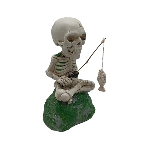 Miniteich Deko Angeln Figur Harz Teichdeko Angler für Draußen Garten Landschaft Teichfiguren Miniteich Halloween Deko（B-C,Einheitsgröße) von AYOrpeg