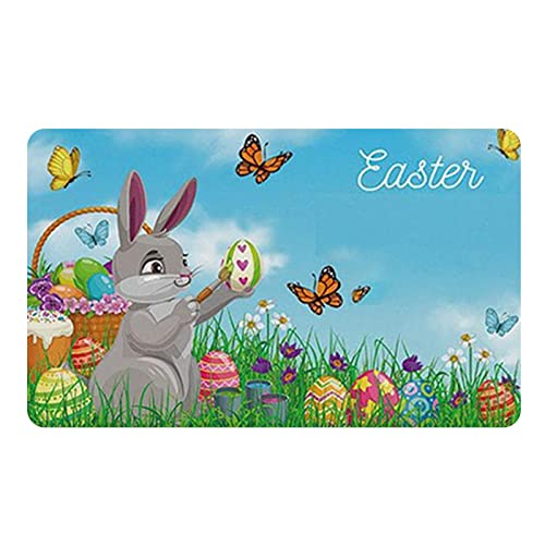 Osterteppiche Ostern Fußmatte rutschfeste Frühlings Ostermatten Teppich Bodenmatte Fußmatten Willkommens Fussmatte Türmatte Aussenbereich Fußmatte (B, One Size) von AYOrpeg