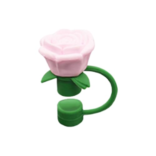 Strohhalm Abdeckung Wiederverwendbare Silikon Strohhalm Spitzenabdeckung Staubdicht Strohschutzhülle Niedliche Zubehör für Wasserbecher (Light Rosa,One Size) von AYOrpeg