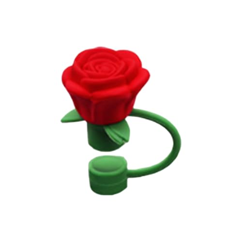 Strohhalm Abdeckung Wiederverwendbare Silikon Strohhalm Spitzenabdeckung Staubdicht Strohschutzhülle Niedliche Zubehör für Wasserbecher (Red, One Size) von AYOrpeg