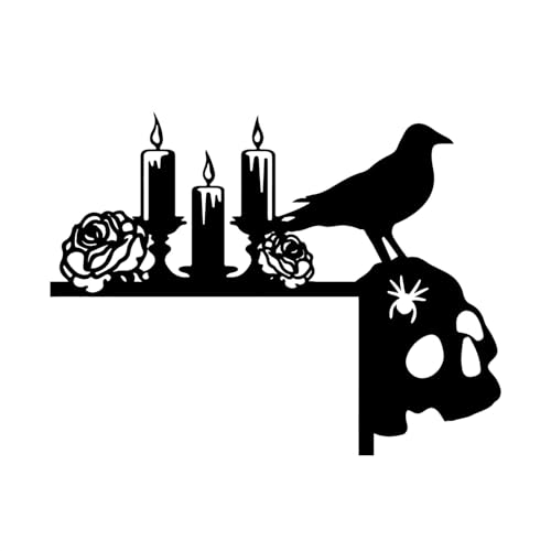 Wifehelper Halloween-Tür-Eckschild Halloween-Hexenschild Dekoration Haus Partytür Rechtwinkliges Schild Metalltür Eckanhänger (B, One Size) von AYOrpeg