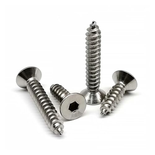 VNJUGF 10/50 Stück M2 M2.3 M2.6 M3 M4 M5 M6 A2 304 Edelstahl Inbus Innensechskant Flachsenkkopf Blechschrauben Holzschrauben wanglan(4mm,50pcs M2) von AYRTEGI