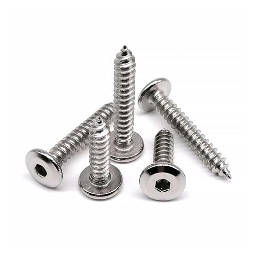 VNJUGF 10/50 Stück M2 M2.3 M2.6 M3 M4 M5 M6 A2-70 304 Edelstahl Inbus Innensechskant Flache große Kopf Blechschrauben aus Holz wanglan(4mm,50pcs M2.3) von AYRTEGI