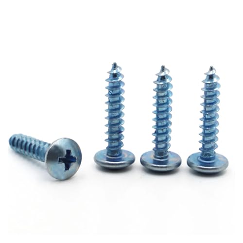VNJUGF 10–50 Stück M3 M4 M5 M6 Blau verzinkter Stahl Kreuzschlitz Flachrundkopf Kreuzschlitz Pilzkopf Blechschrauben Holzschraube wanglan(8mm,M4 10pcs) von AYRTEGI