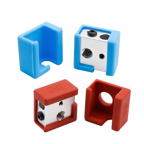 VNJUGF 2pcs 3D Printer Parts MK8 Silicone Sock Protective Cover To Heated Block J-head Hotend MK8 Extruder Nozzle Heater Block MK8/MK9 wanglan(Black,2pcs Cover and Block) von AYRTEGI