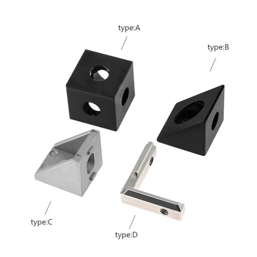 VNJUGF 3D-Drucker Aluminiumblock Würfel Prisma Anschluss Radregler Ecke Dreiwegeanschluss 3D-Druckerteile wanglan(Type D) von AYRTEGI