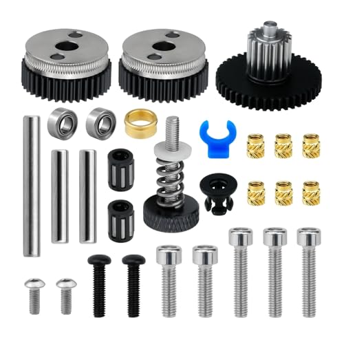 VNJUGF 3D-Druckerteile Metall gehärteter Stahl Reduktionsgetriebe Extruder PLA/TPU CR-10/CR-10S/3 V2 wanglan(Extrusion wheel kit,Silver) von AYRTEGI
