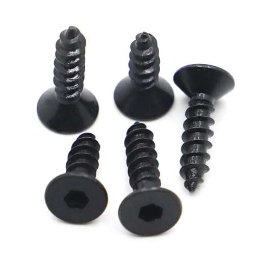 VNJUGF 5–50 Stück schwarze Senkkopf-Blechschrauben aus Stahl der Güteklasse 8.8 mit Innensechskant, M3, M4, M5, M6 wanglan(12mm,M3 50pcs) von AYRTEGI