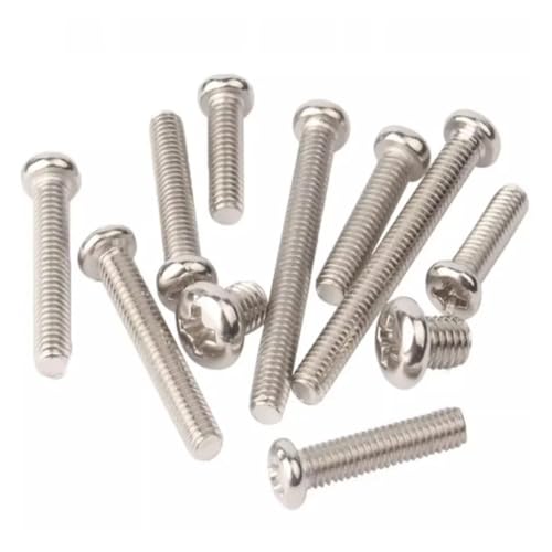 VNJUGF 50/100/200 Stück Phillips Pan Rundkopf Maschinenschraube M1-M6 Vernickelt Kreuzschlitzschraube Computer wanglan(M1.7x4-200PCS) von AYRTEGI