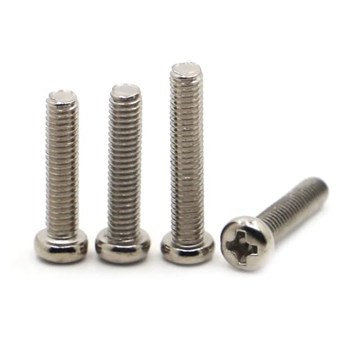 VNJUGF 50/100 Stück M1 M1.2 M1.4 M1.6 M2.5 M2 M3 M4 GB818 Vernickelte Kreuzschlitz-Pm-Schraube mit rundem Flachkopf und Kreuzschlitz-Maschinenschraube wanglan(12mm,M2 100pcs) von AYRTEGI