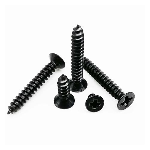 VNJUGF 50/100X M1 M1.2 M1.4 M1.7 M2 M2.3 M2.6 M3 M3.5 M4 Schwarzer Stahl Kleine Kreuzschlitzschraube Flachsenkkopf Holzschraube wanglan(12mm,100pcs M2.3) von AYRTEGI