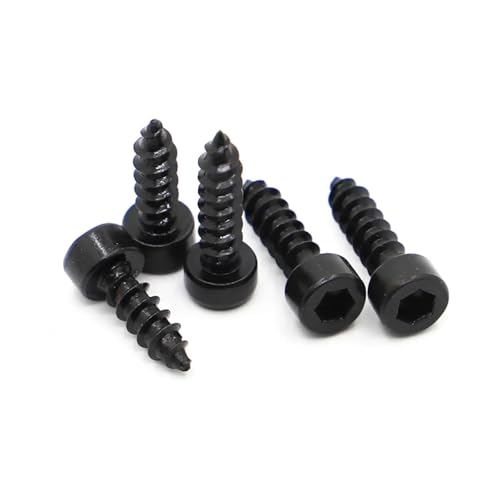 VNJUGF 8.8 Grade Schwarz Carbon Stahl M2 M2.3 M2.6 M3 M3.5 M4 M5 M6 Innensechskant-Kappe Kopf Holzschraube wanglan(6mm,M2 50pcs) von AYRTEGI