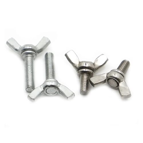 VNJUGF M3 M4 M5 M6 M8 M10 304 Edelstahl/verzinkter Stahl DIN316 Handfest anziehen Einstellschraube Flügelkopf Rändelschraube wanglan(304 Stainless Steel,6MM_M3 5PCS) von AYRTEGI