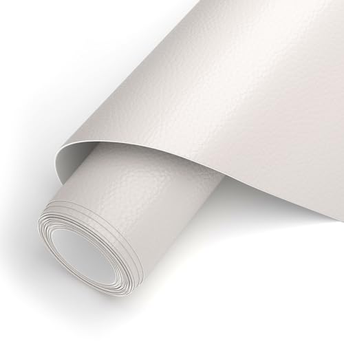 AYSOW Kunstleder Selbstklebend, Leder Reparatur Patch Selbstklebend 42x 150cm, PU Lederoptik Lederflicken Folie für Möbel, Sofa, Autositze, Taschen, Leder Reparatur und Renovierung(Weiß) von AYSOW