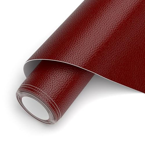 AYSOW Kunstleder Selbstklebend Weinrot, 42x 150cm Leder Patch Selbstklebend, Kunstleder Reparaturset für Möbel, Sofa, Autositze, Taschen, Leder Reparatur und Renovierung von AYSOW
